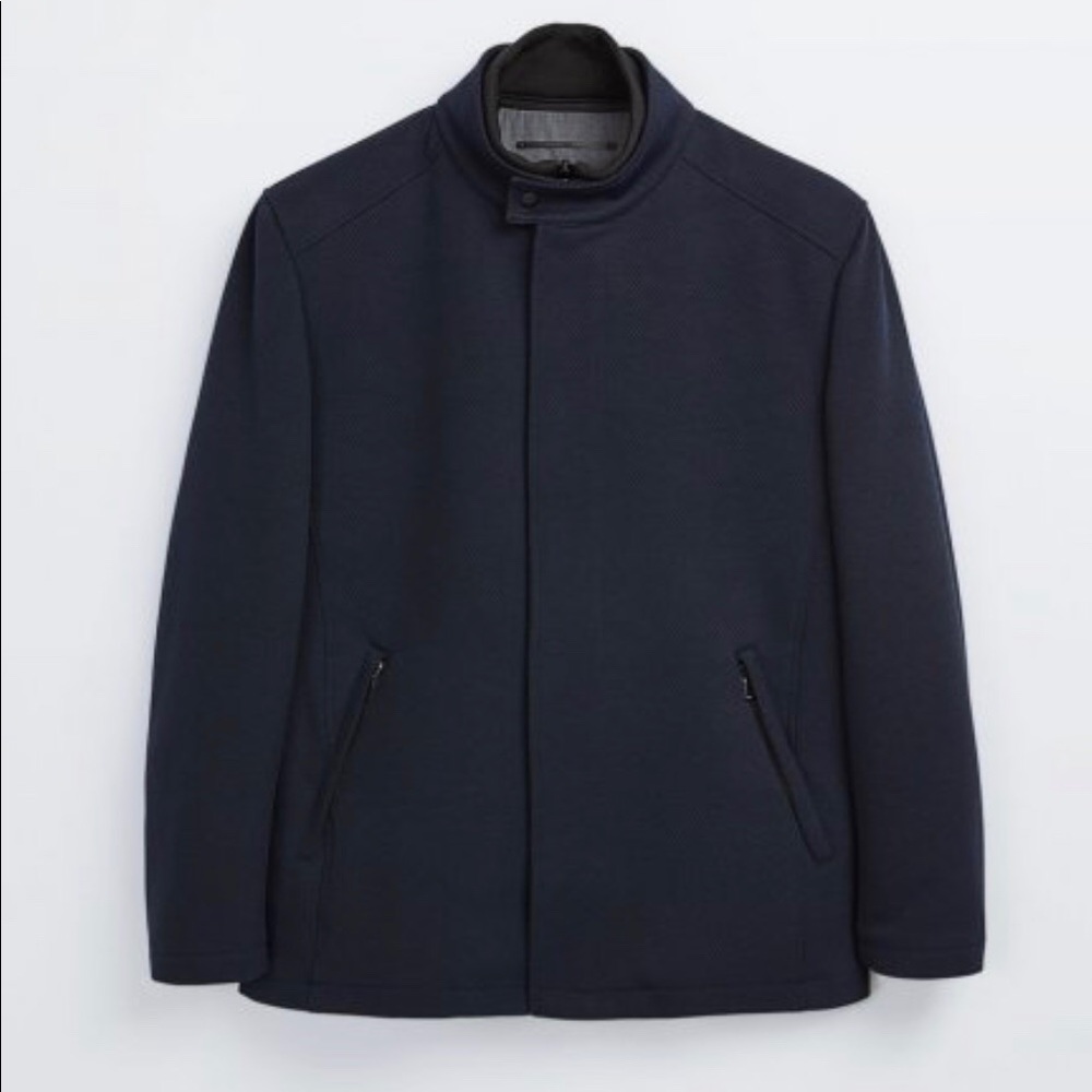 ZARA Textured Navy Blue Car‎ Coat